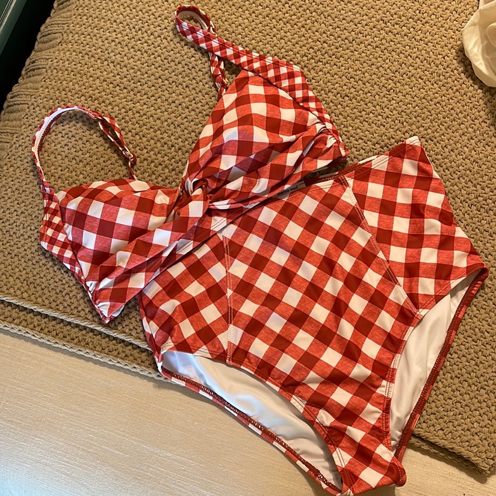 Red plaid bikini swimsuit